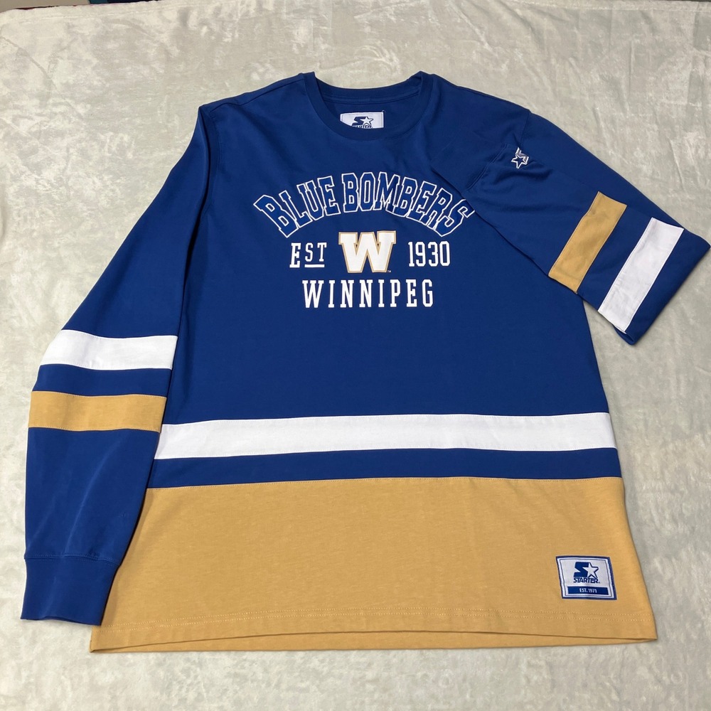 Vintage Starter Winnipeg Blue Bombers Shirt CFL Jersey Style Colorblock Mens XL